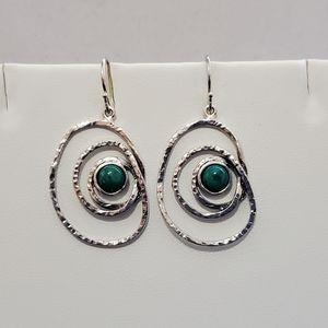 Sterling Silver Turquoise Modern Dangle Earrings YAM Artisan-Created